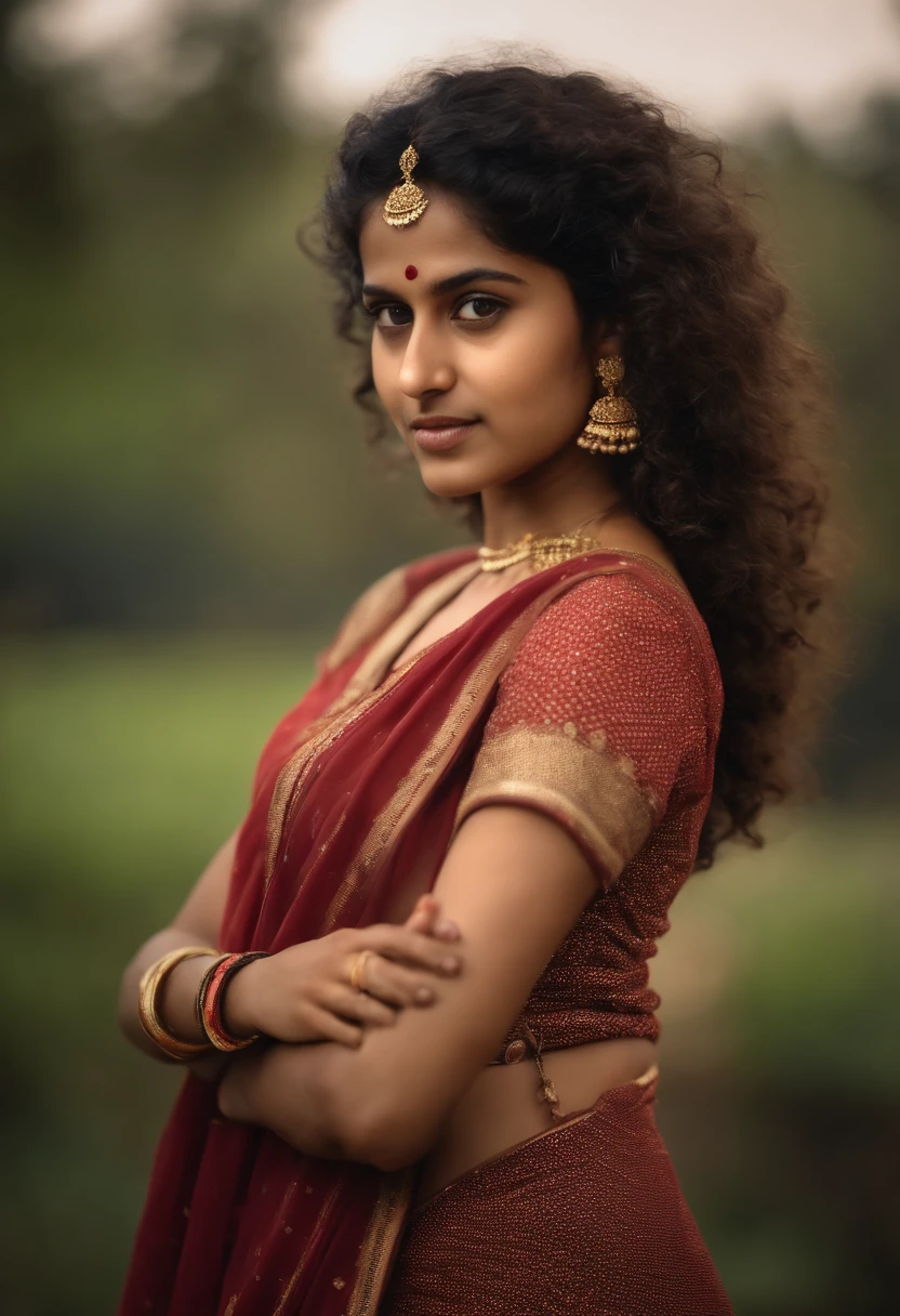 Indian girl,20 years of age,curly hair upto neck,looking at the camera, confident,smart,cute, cinematic, realistic,8k,ultra realistic