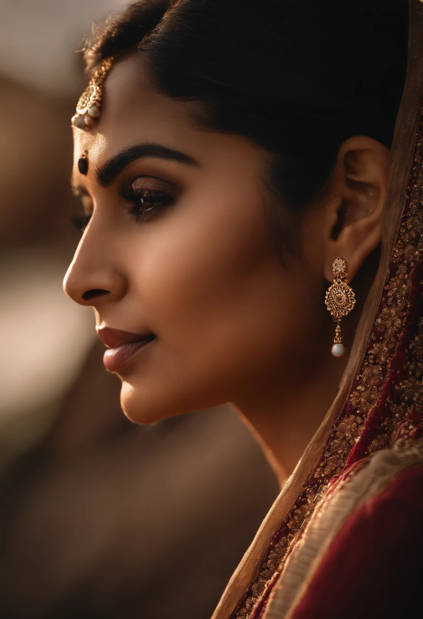 a close up of a woman with a big hoop earrings, mid shot portrait, close - up portrait shot, detailed portrait shot, headshot profile picture, soft portrait shot 8 k, medium close up portrait, closeup portrait shot, fanart, high quality portrait, with professional makeup, close up portrait, indian girl with brown skin, medium shot portrait, jayison devadas