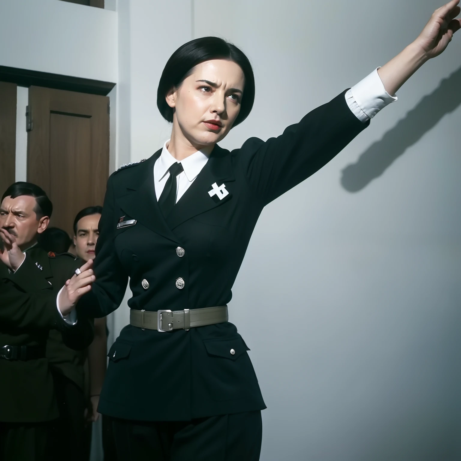 Hitler with breasts, photo, Sieg heil arm raised