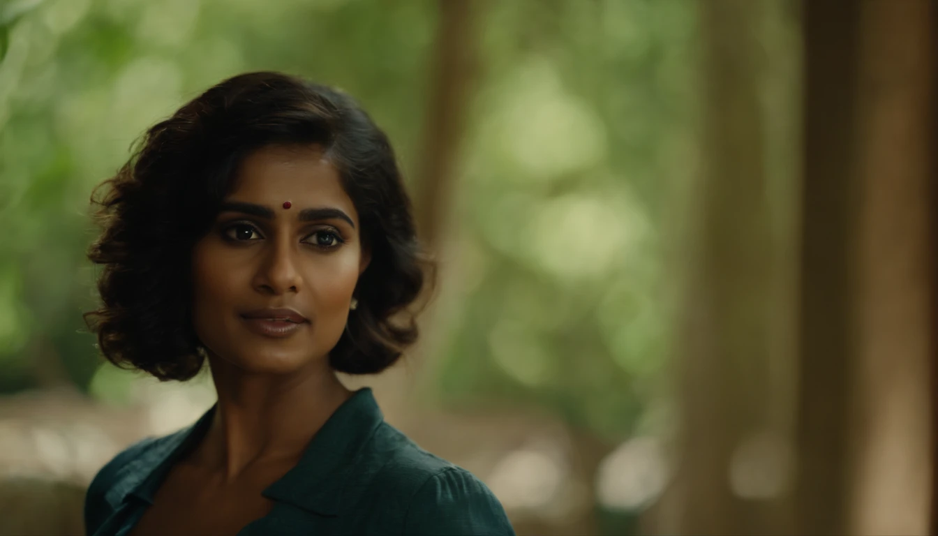 a close up of a woman, confident,cute,calm,short hair upto neck, looking at the camera, mid shot portrait, close - up portrait shot, detailed portrait shot, headshot profile picture, soft portrait shot 8 k, medium close up portrait, closeup portrait shot, fanart, high quality portrait, with professional makeup, close up portrait, indian girl with brown skin, medium shot portrait, jayison devadas