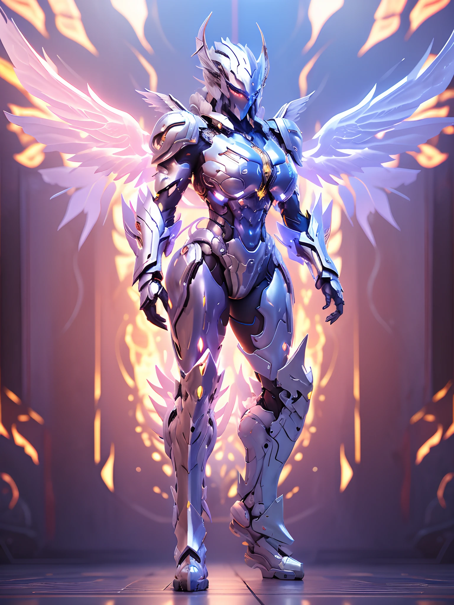 SILVER DRAGON GODDESS, HALO, HUGE BOOBS, BATTLE ARMOR SUIT, CLEAVAGE, (A PAIR OF LARGE WINGS:1.5), TRANSPARANT, TALL LEGS, STANDING, SEXY BODY, MUSCLE ABS.