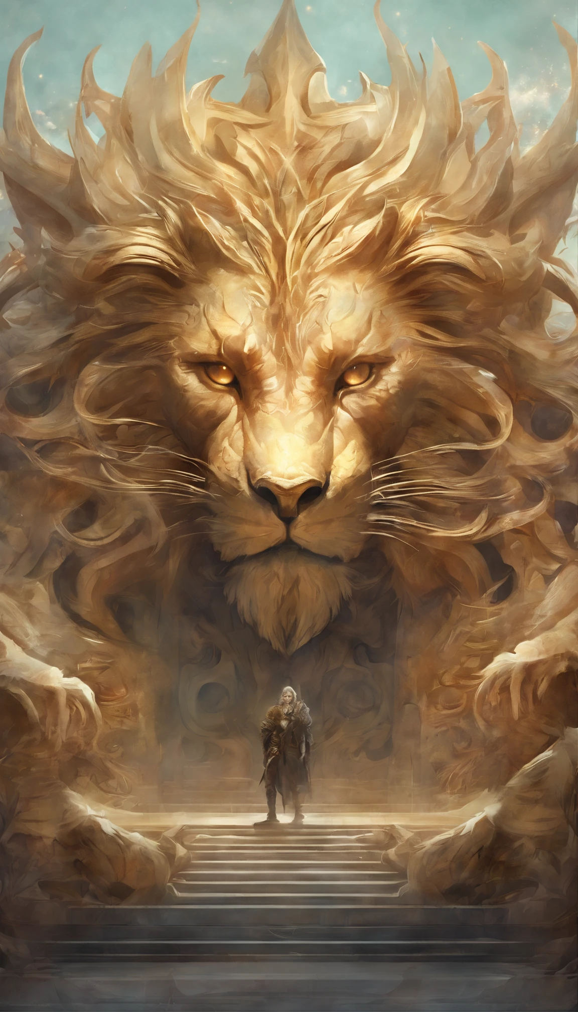 top-quality, tmasterpiece, ultra - detailed, RAW photo, (Photorealsitic:1.4), Lion-faced monster, glaring eyes, strongman, beastly, In a creepy room, European style, Pale light, natta, depth of fields