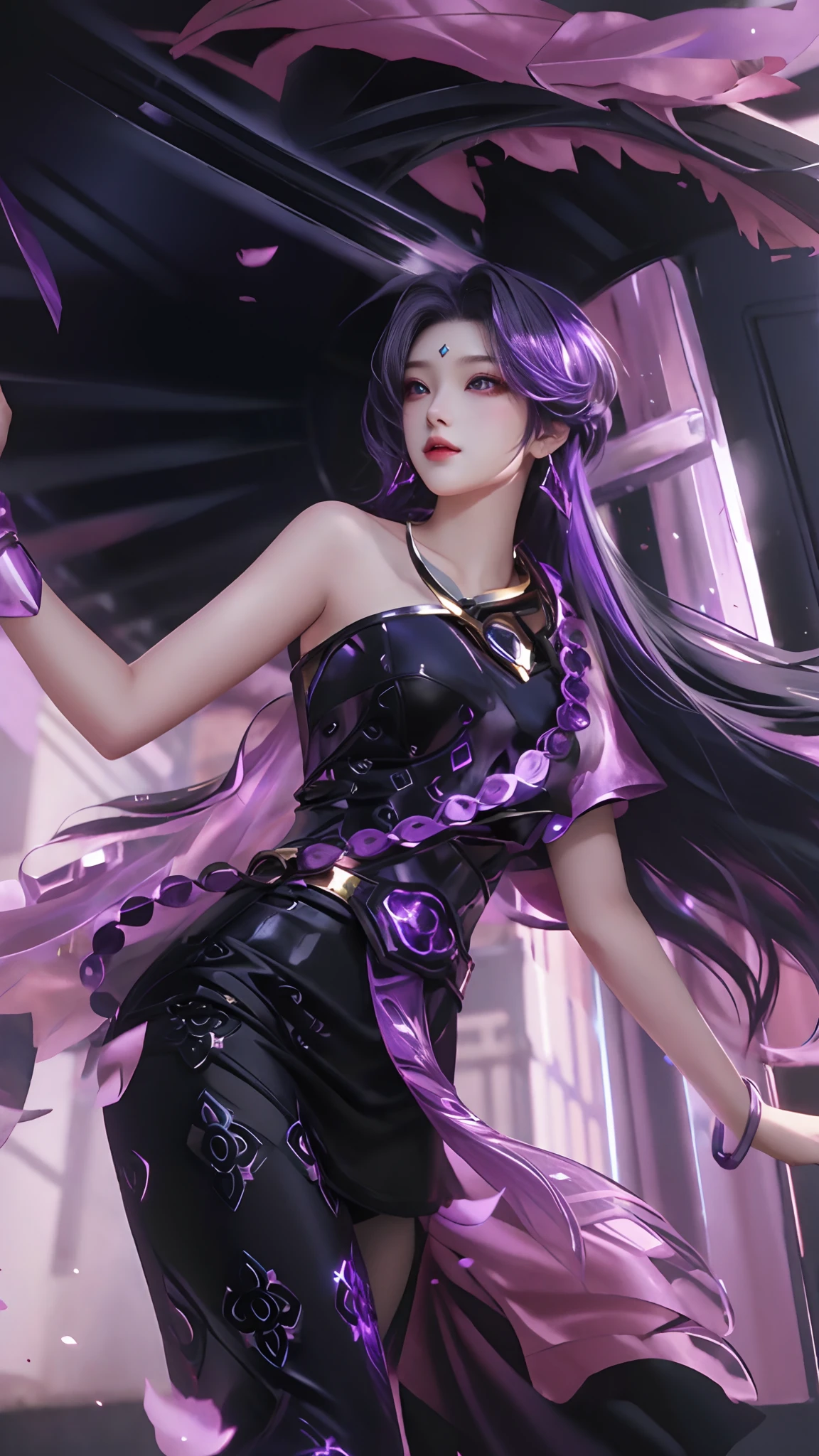 Legendary Kda League、Super beautiful big glowing eyes、Best Quality, 1girl in, nffsw, Solo, Long hair, Short hair, Dress,