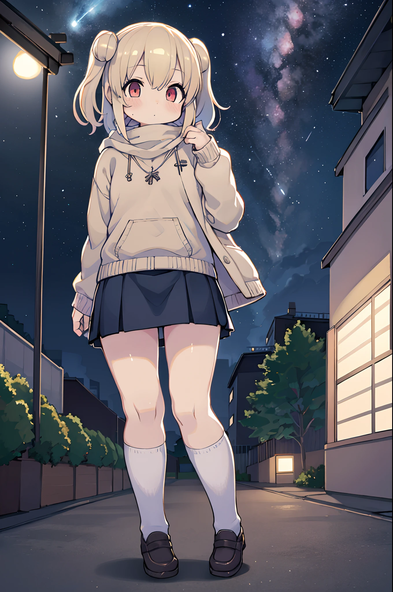 Anime girl standing on rooftop looking at stars and night sky, anime wallpaper 4k, anime wallpaper 4 k, 4k anime wallpaper, Anime art wallpaper 8k, anime art wallpaper 4k, anime art wallpaper 4k, anime style 4 k, makoto shinkai cyril rolando, 4 k manga wallpaper, anime wallpaper, amazing wallpapers, shooting stars、((())),pleatedskirt