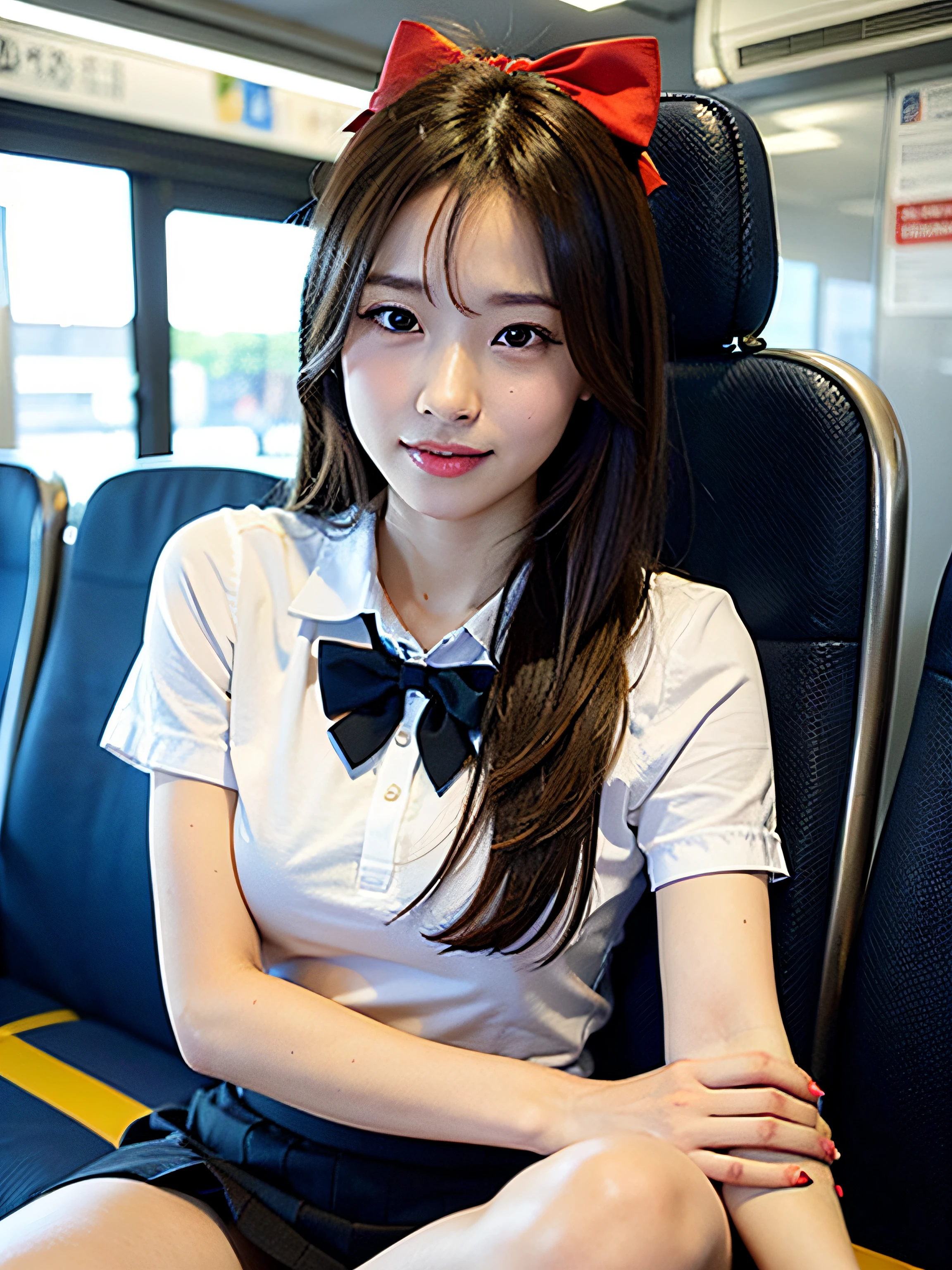 8k, RAW Portrait (Japanese women),masterpiece、Realistic:1.3、Realistic, Ultra-high resolution, Highest quality, Real Life Photos ,(((Showing panties:1.4)))、((Sitting on a train seat on the Yamanote Line, looking at my smartphone.:1.4))、Very beautiful woman、Beauty、Beauty、
((((1 person:1.5)))), (((電車内でPlease lift your skirtパンティーを見せびらかす女子高生:1.4)))、(Cute Face:1.3),((Japanese schoolgirl))、((((Japanese High School Uniform:1.6))))、  Black Hair,(Written boundary depth:1.3)、 ((Dark brown eyes:1.2))、(Realistic skin texture:1.3)、(Immersive atmosphere:0.8、Chiaroscuro:1.2) 、(Audience:1.3)、((smile:0.9))、((Red cheeks:1.1))、((very small white panties))、((Please lift your skirt))、(Emphasize panties)、Skirt Lift、Please lift your skirt、Checked skirt