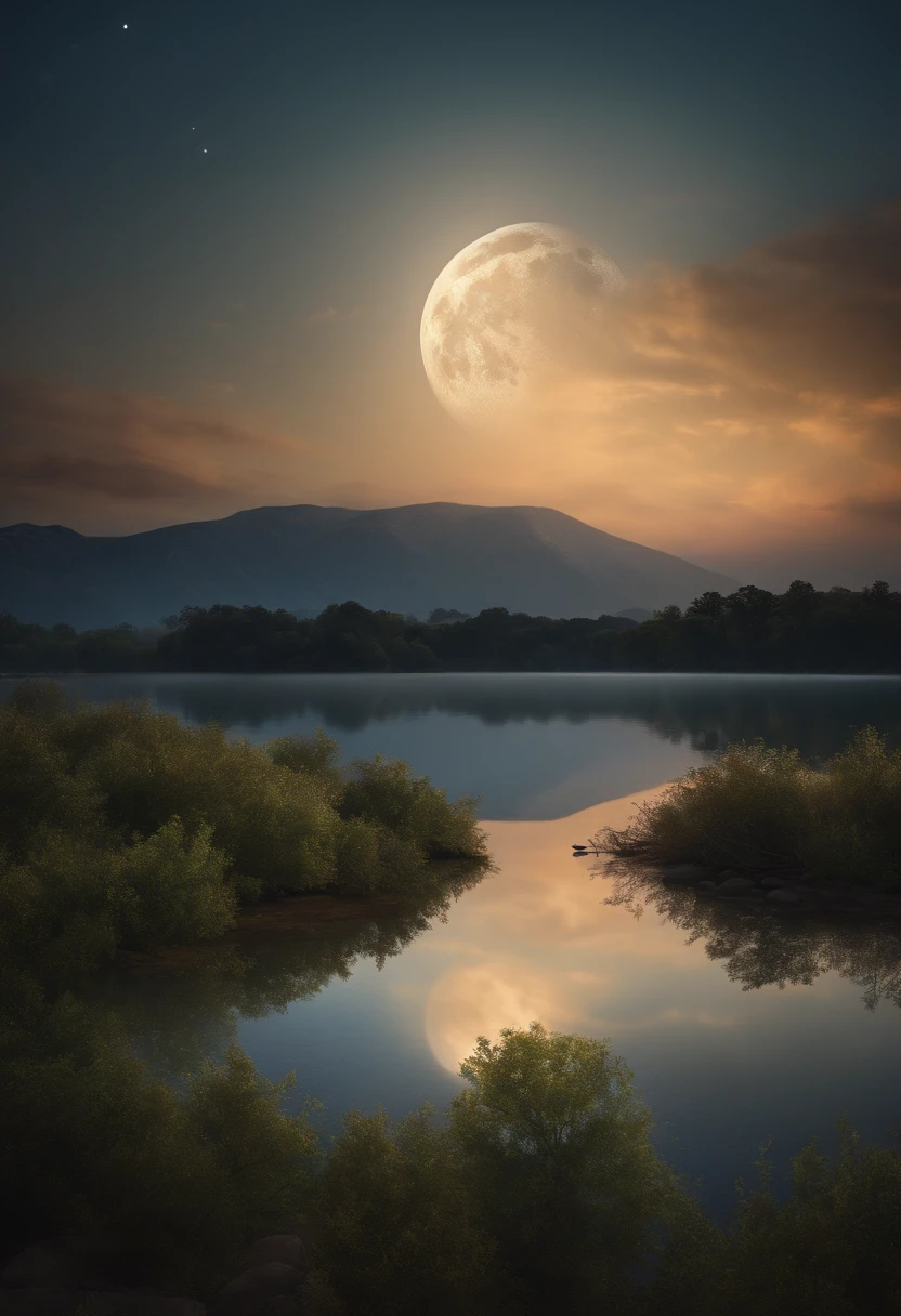 "(best quality,4k,8k,highres,masterpiece:1.2),ultra-detailed,(realistic,photorealistic,photo-realistic:1.37),portrait,night scene,moonlit sky,pastel colors,soft lighting,star-filled sky,dreamy atmosphere,floating clouds,fine brushwork,ethereal beauty,serene mood,calmness,tranquility,reflection in water,peaceful ambiance"