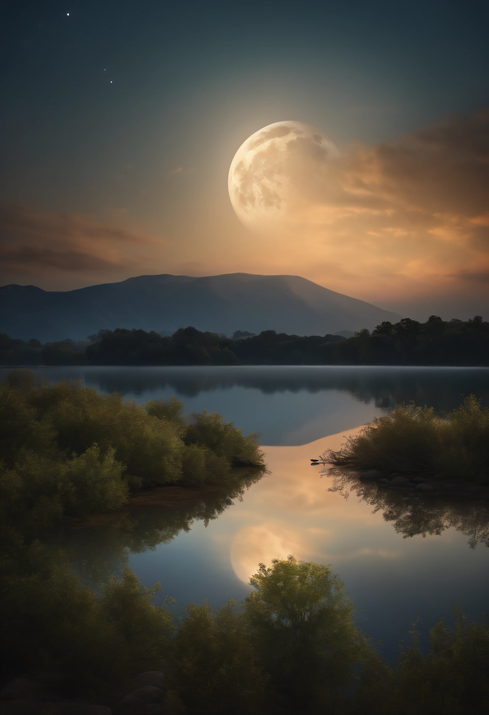 "(best quality,4k,8k,highres,masterpiece:1.2),ultra-detailed,(realistic,photorealistic,photo-realistic:1.37),portrait,night scene,moonlit sky,pastel colors,soft lighting,star-filled sky,dreamy atmosphere,floating clouds,fine brushwork,ethereal beauty,serene mood,calmness,tranquility,reflection in water,peaceful ambiance"