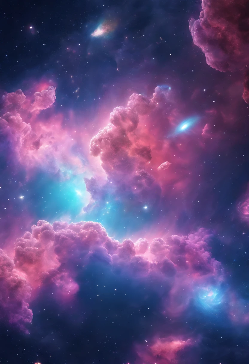 Clouds,foamy, ((NOhumans:1.2)),Abstract imagery, ultra-realistic realism, Pixar style, 3d effect,,Clear edge light, rim-light, fantasy, spotlight, 8K,look from down, the space, afloat， --v 6