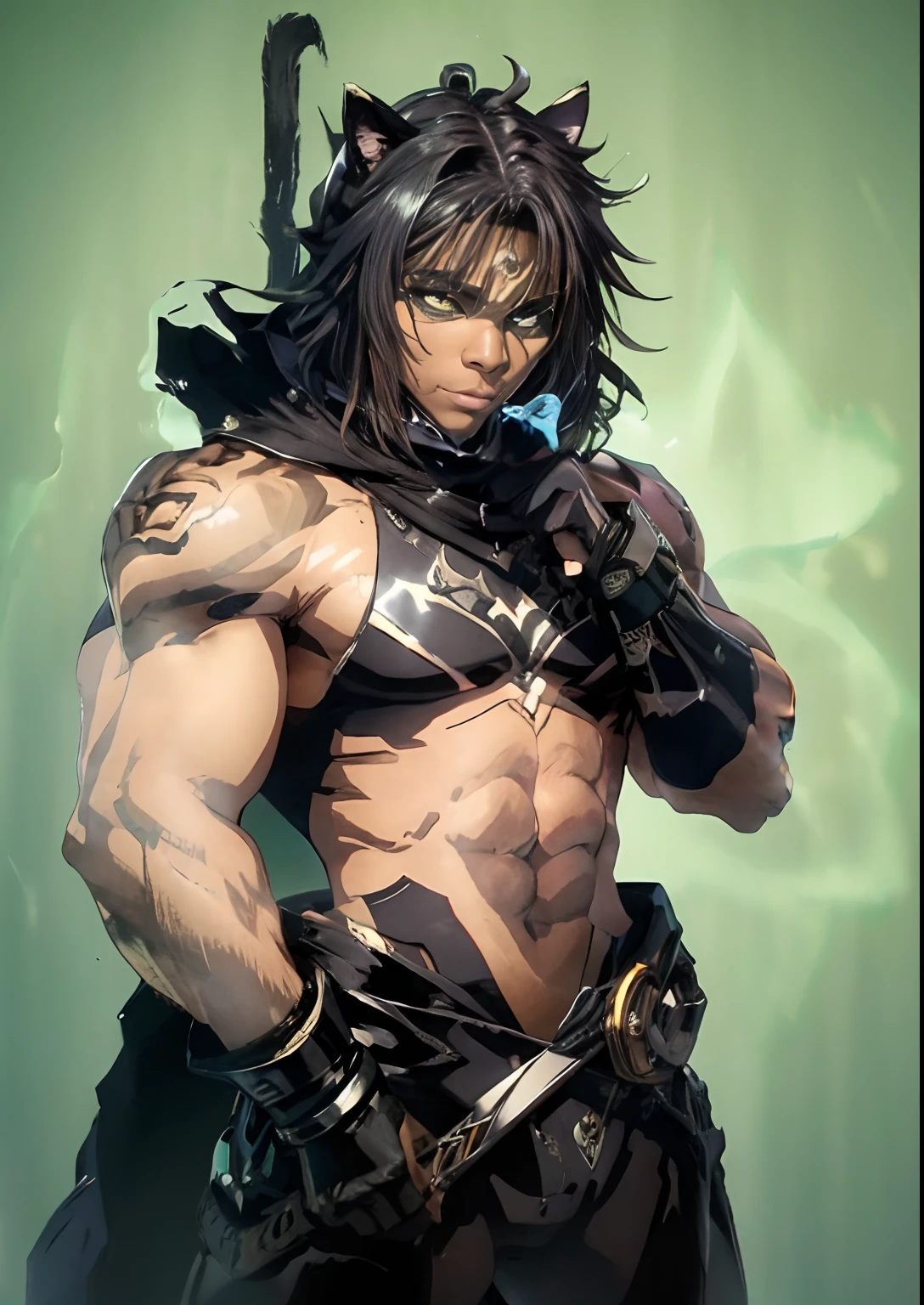 Dark skin, cat ears, cat army