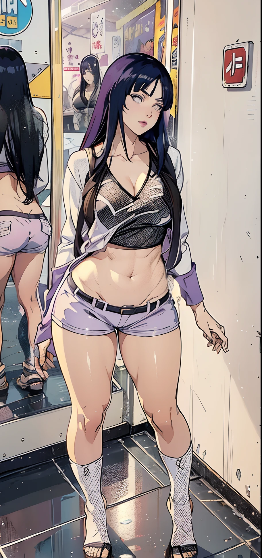 Hinata Hyuga, Extremamente Realista, extremamente sexy, muito linda, bunda grande, pernas grossas, 8K, Extremamente linda, rosto lindo, tirando selfie da bunda