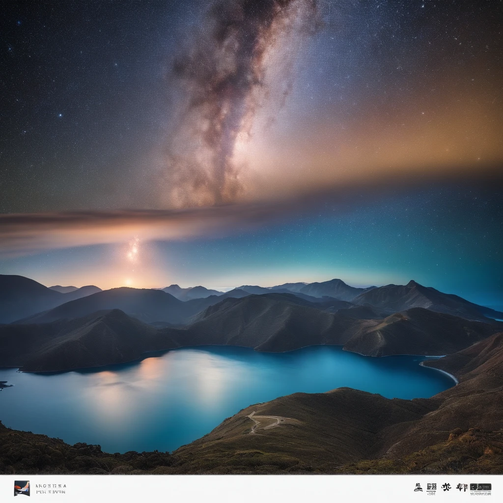 Master Parts、Superior Quality、superior image quality、The 8k quality、Beautiful pictures of the starry sky、magnifica、Arched Milky Way:1.9、Blue Sea