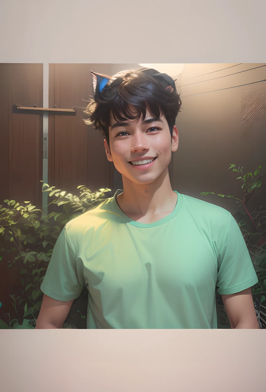 Change background, normal smile, realistic face, with cat, 8k, ultra realistic,
