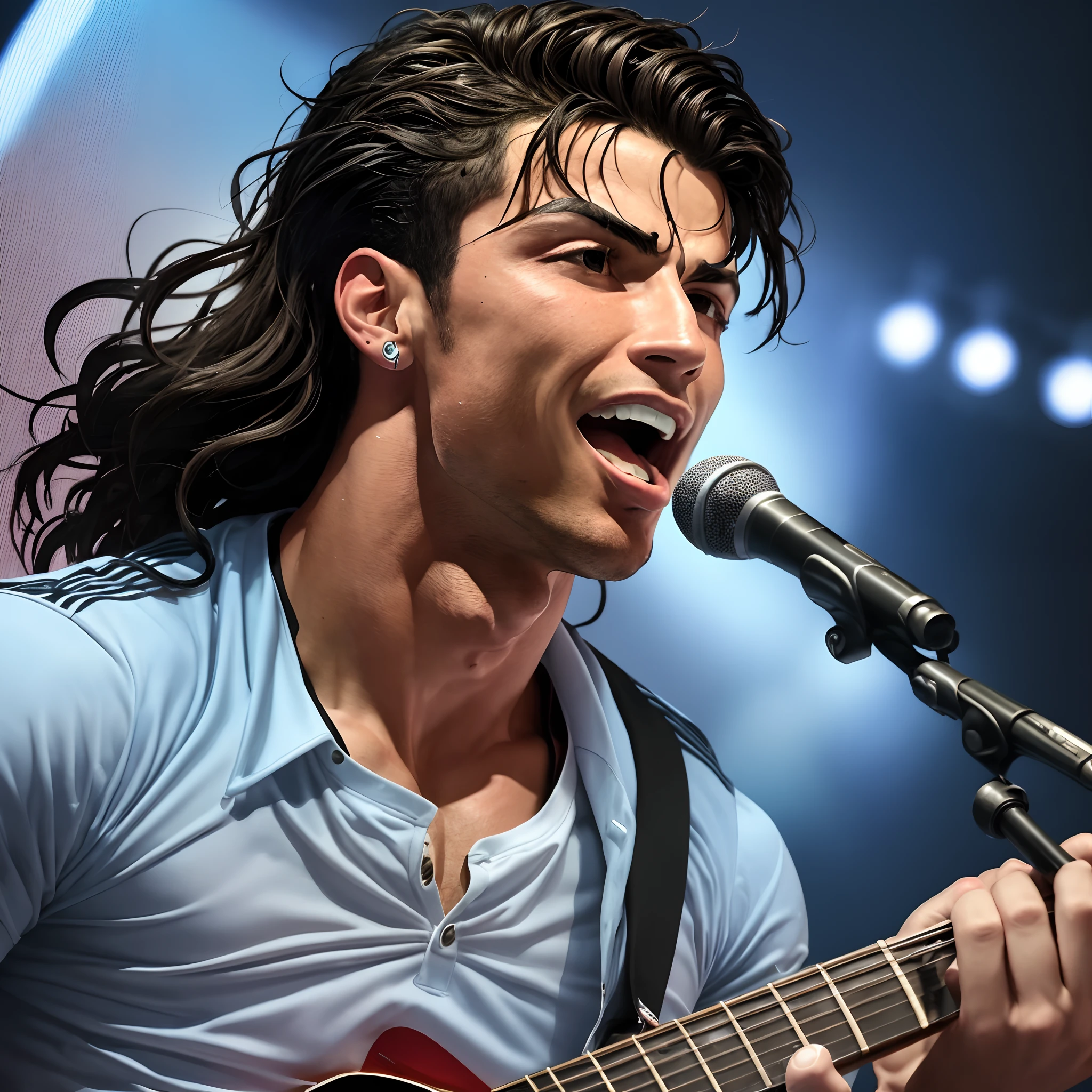 Cristiano ronaldo, singing a song, in a music stage, --auto --s2