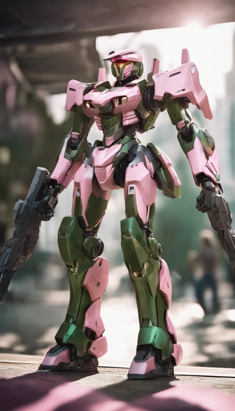 CGI artwork,outside,battlefiled,combats(Full body photo:1.4)Mecha female mecha, mecha asthetic, girl in mecha cyber armor, cool mecha style, beautiful full-body concept art, modern mecha anime, Mechanized Valkyrie girl, pristine concept art, White background,Reflective floor,( Mirrored textured flooring: 1.0),(Close up: 1.0) (Dim tones: 1.5), lens_flare, (Don't look at the camera: 1.4) (looks away: 1.4) Solo (Full body shot: 1.0)Top light source.(Pink and green color scheme:1.4)