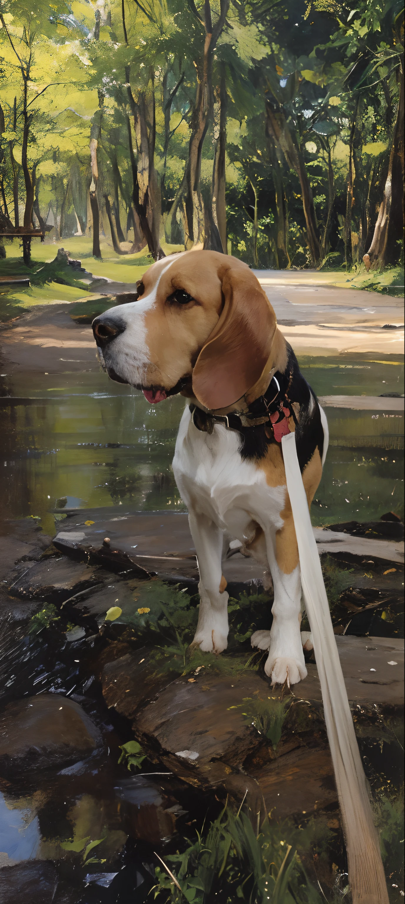 Classic oil painting, Beagle in the Park