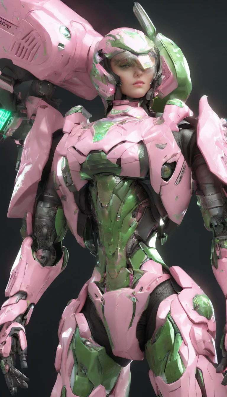 CGI artwork,outside,battlefiled,combats(Full body photo:1.4)Mecha female mecha, mecha asthetic, girl in mecha cyber armor, cool mecha style, beautiful full-body concept art, modern mecha anime, Mechanized Valkyrie girl, pristine concept art, White background,Reflective floor,( Mirrored textured flooring: 1.0),(Close up: 1.0) (Dim tones: 1.5), lens_flare, (Don't look at the camera: 1.4) (looks away: 1.4) Solo (Full body shot: 1.0)Top light source.(Pink and green color scheme:1.4)