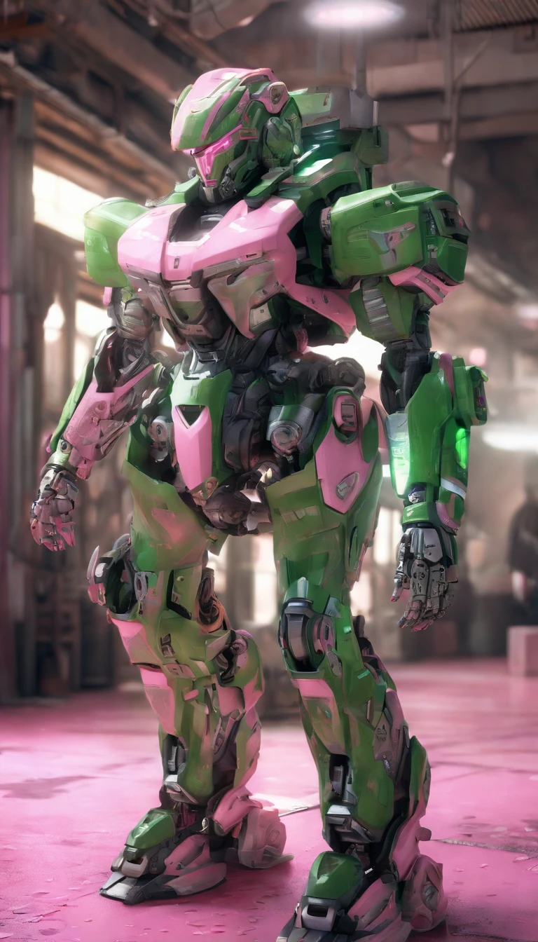 CGI artwork,outside,battlefiled,combats(Full body photo:1.4)Mecha female mecha, mecha asthetic, girl in mecha cyber armor, cool mecha style, beautiful full-body concept art, modern mecha anime, Mechanized Valkyrie girl, pristine concept art, White background,Reflective floor,( Mirrored textured flooring: 1.0),(Close up: 1.0) (Dim tones: 1.5), lens_flare, (Don't look at the camera: 1.4) (looks away: 1.4) Solo (Full body shot: 1.0)Top light source.(Pink and green color scheme:1.4)