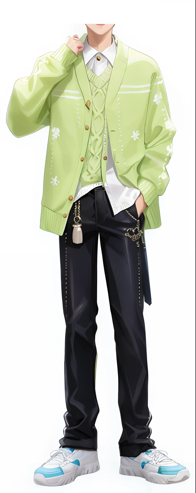 Pubic area is clear,filigree,Green sweater