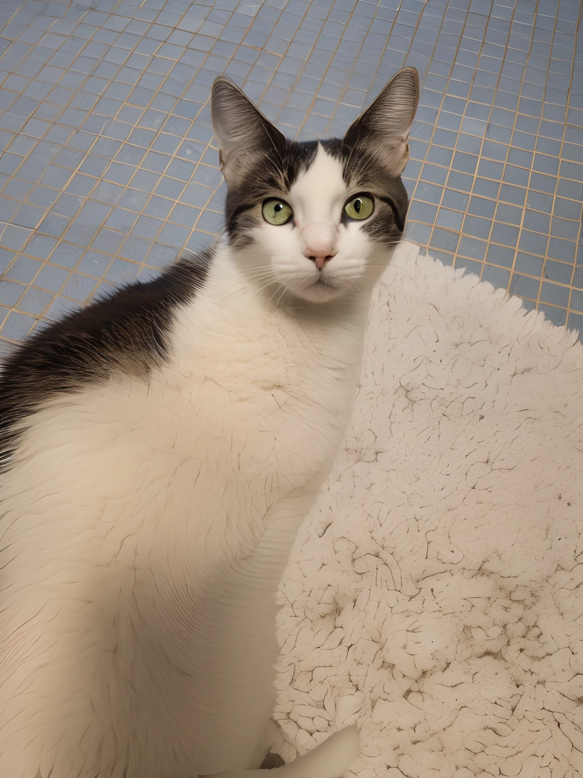 Happy cat looking at camera knows he is loved.