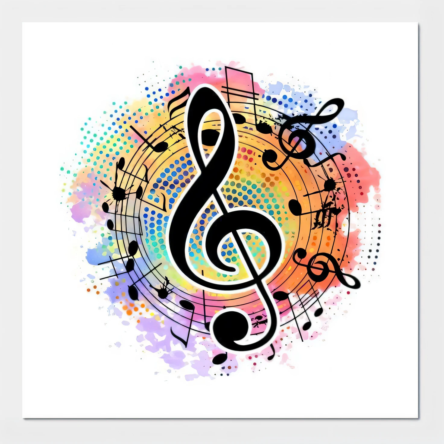 music note with music notes and splash paint, music poster, music notes, musical notes, neon music notes, music is life, music theme, graphic musicality, music in the air, piano guitar music notes key, music, digital art h 9 6 0, high quality artwork, music festival, vibing to music, artwork, plays music, bass clef