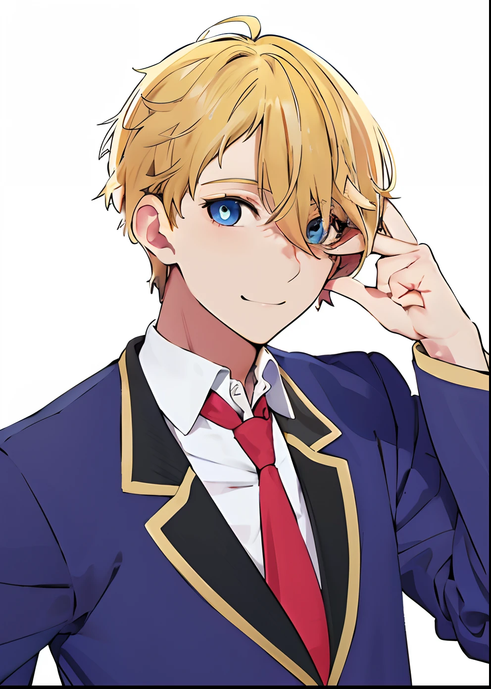 Anime girl with long blonde hair and white shirt and blue tie, anime look of a cute girl, Blonde anime girl with long hair, cheely smile, Beautiful high school student anime girl, anime visual of a young woman, extremely cute anime girl face, Best Girl Anime, Menina does the anime Chama Lucy, Smart Smile, Anime portrait of Ringo Shiina