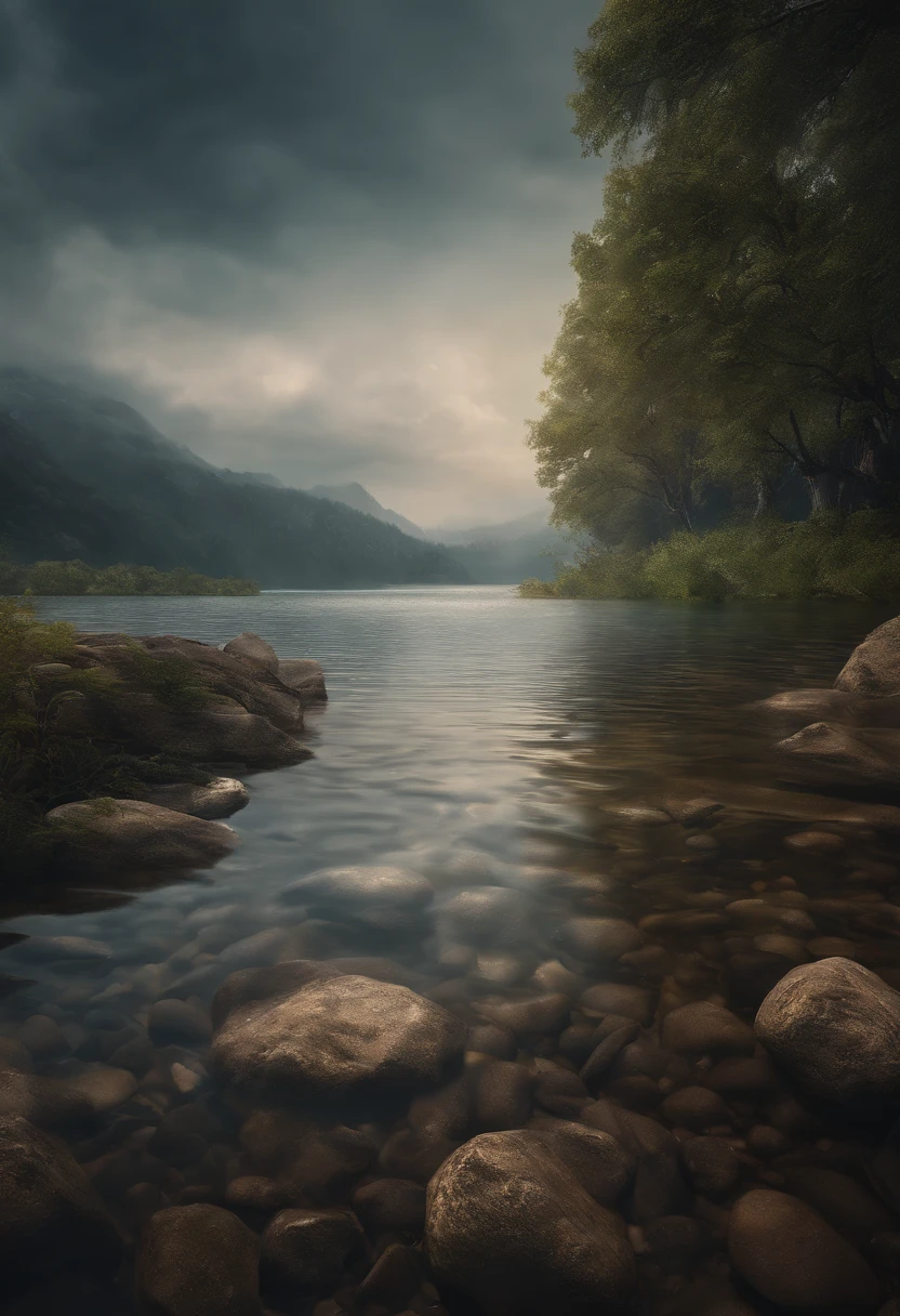 landscape, water, (extremely detailed CG unity 8k wallpaper), most beautiful artwork in the world, professional majestic oil painting, intricate, High Detail, Sharp focus, dramatic, photorealistic painting art