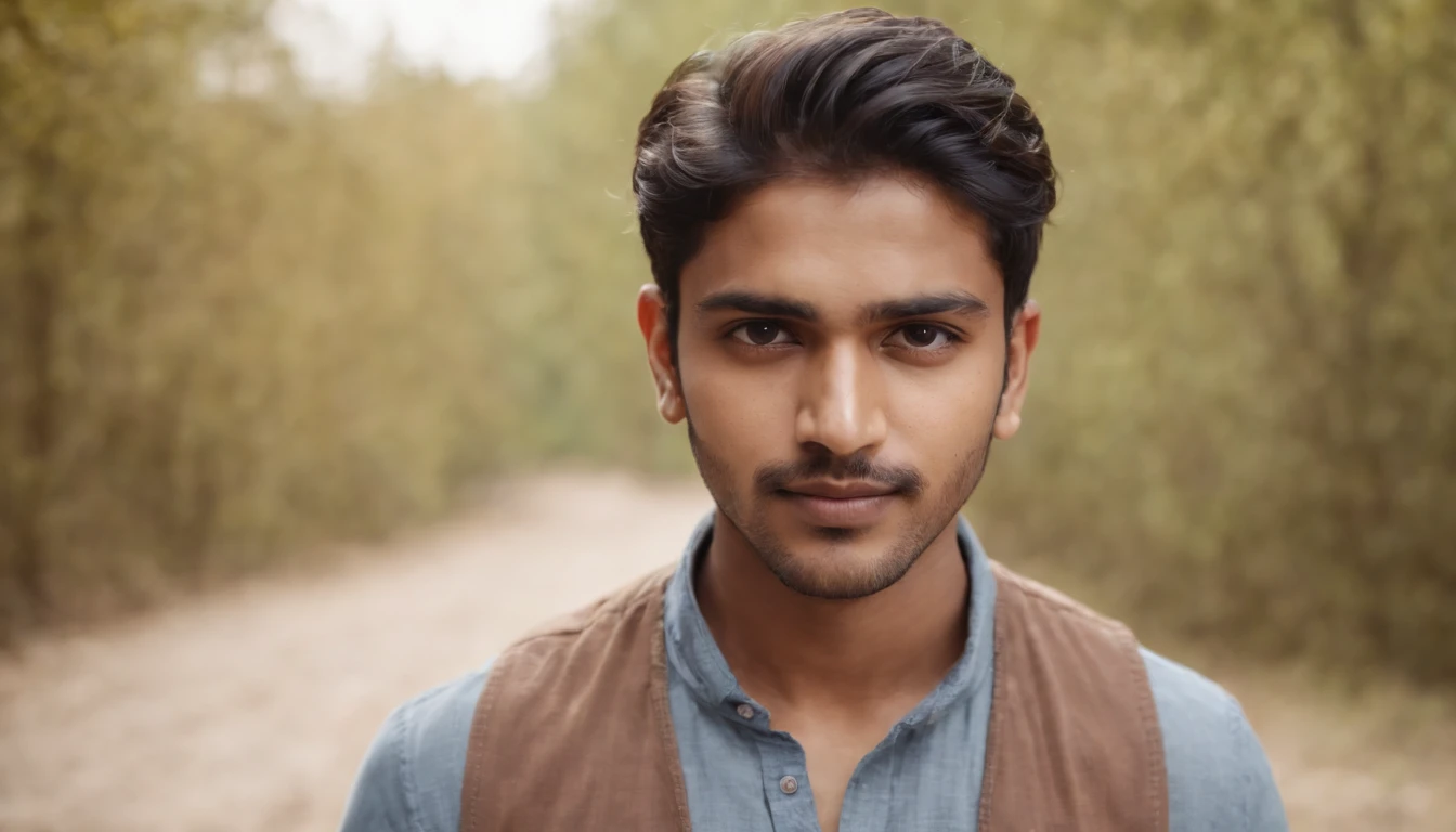 Indian man,20 years of age,scattered hair, clean face,looking at the camera,cute,smart, realistic,8k,hyper realistic