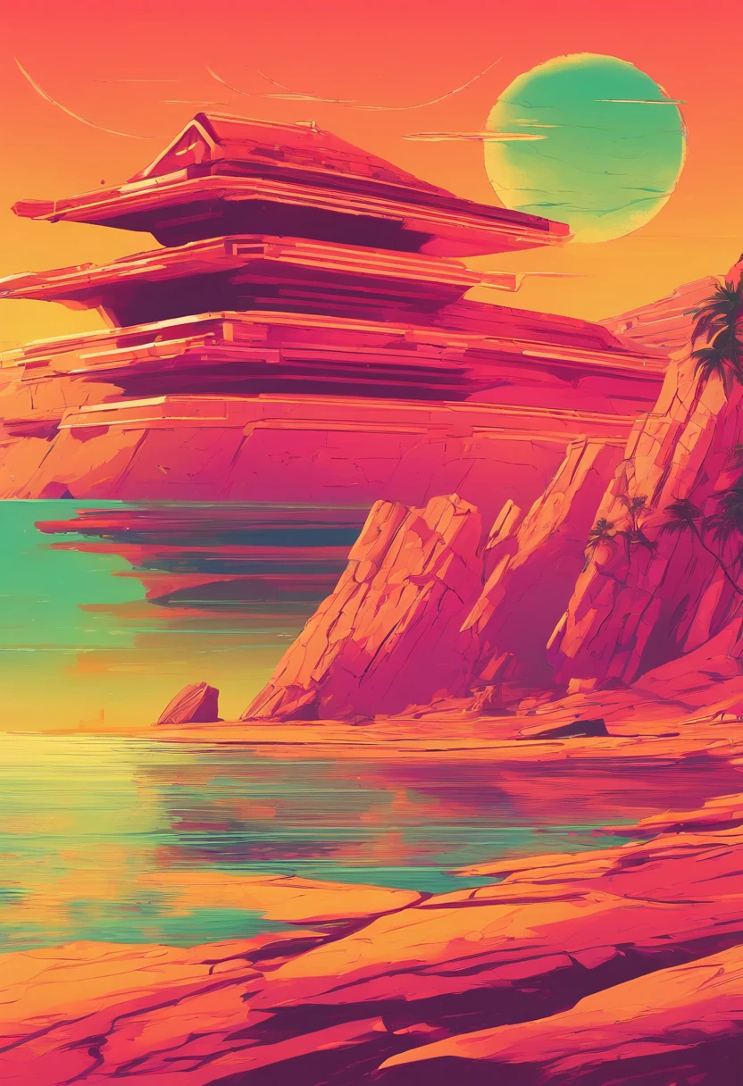 Ancient Greece,Aegean Sea ,—width 672, landscape artwork, environment design illustration, scenery art detailed, Seaside view, concept-art, 4k highly detailed digital art, 4 k digital painting, 4k digital painting, stunning digital illustration, Desert background, digital painting concept art, Detailed digital painting