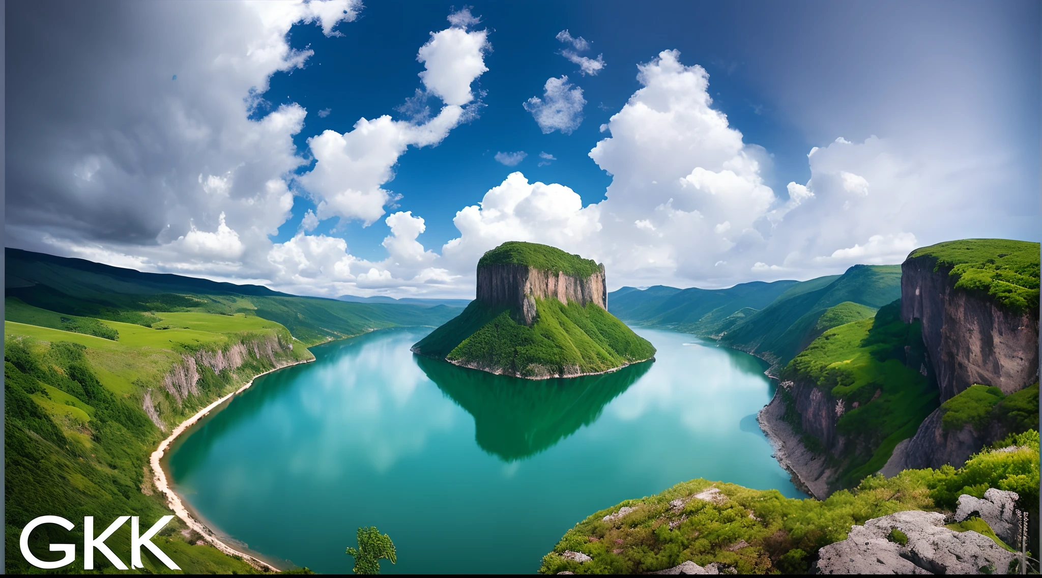 Masterpiece, ultimate quality, Cg unity 8k wallpaper, super delicate, beautiful sky and clouds, rich natural scenery, cliffs, lakes and rivers, waterfalls and flying water, beautiful green mountains, no trace of people, excellent scenery, has already won a photo contest, background Blurring, full depth of field, HDR high dynamics, true restoration, intricate, extreme details, dramatic presentation, perfectly presenting the style of midjourney art.