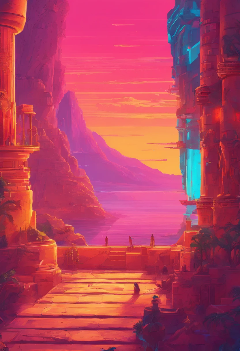 Ancient Greece,atenea ,—width 672, landscape artwork, environment design illustration, scenery art detailed, Seaside view, concept-art, 4k highly detailed digital art, 4 k digital painting, 4k digital painting, stunning digital illustration, Desert background, digital painting concept art, Detailed digital painting