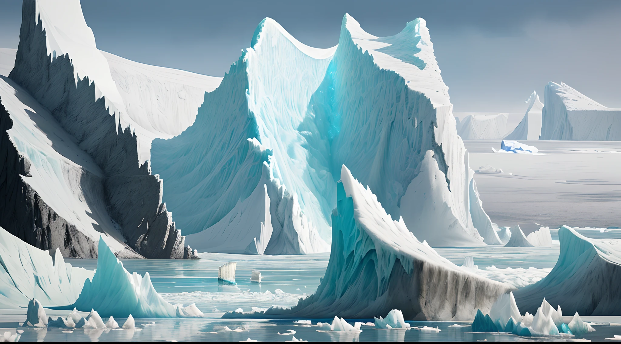 white hair, blurry, splashing water, (intricate details), highly stylized impressionist painting, low contrast, buzz cut, (intricate), Greg Rutkowski, Scenery, river, sharp focus, (natural skin texture), grass hills, noir coloration, messy, capturing the stark contrast between a (collapsing iceberg:1.2) and a thriving,