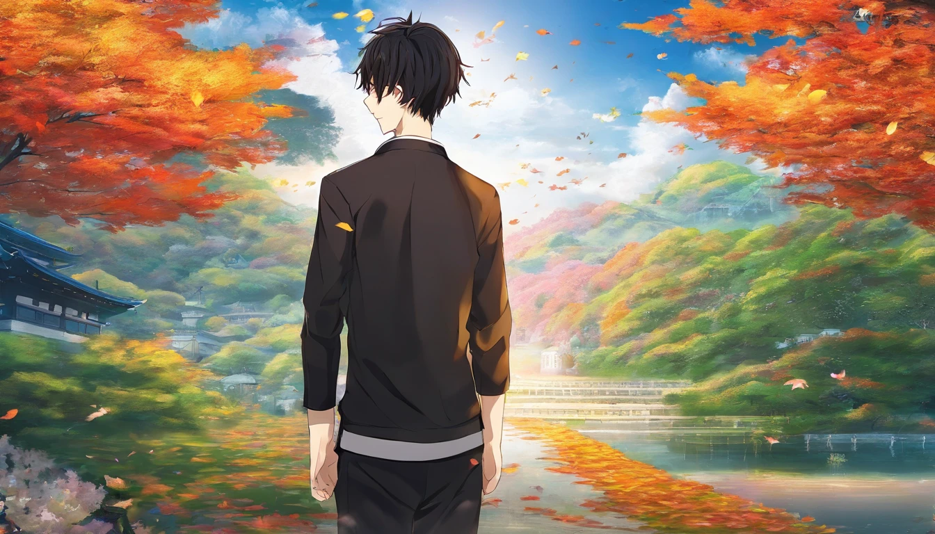 masterpiece, best quality, {{comic}}, {{{{{{two boys}}}}}}, {{{yaoi}}}, day, in autumn, masterpiece,best quality,official art,extremely detailed CG unity 8k wallpaper,