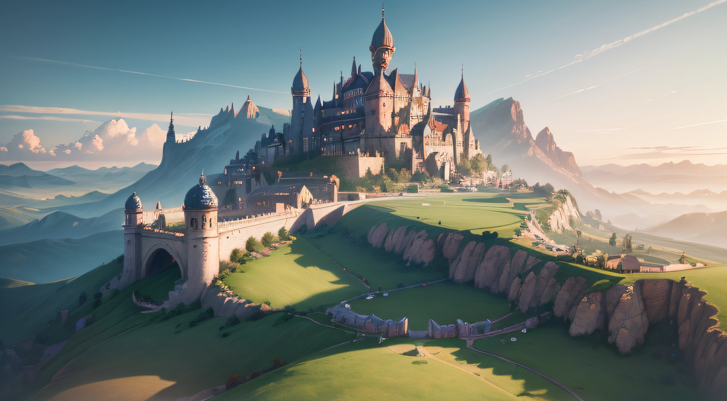 high res, ultra detailed, Design an image with a cinematic lens , about Princess Lila and bird, with vibrant fields and bustling villages the vast kingdom of Lumina in the background . Everything is rendered in 8K ultra-high detail,