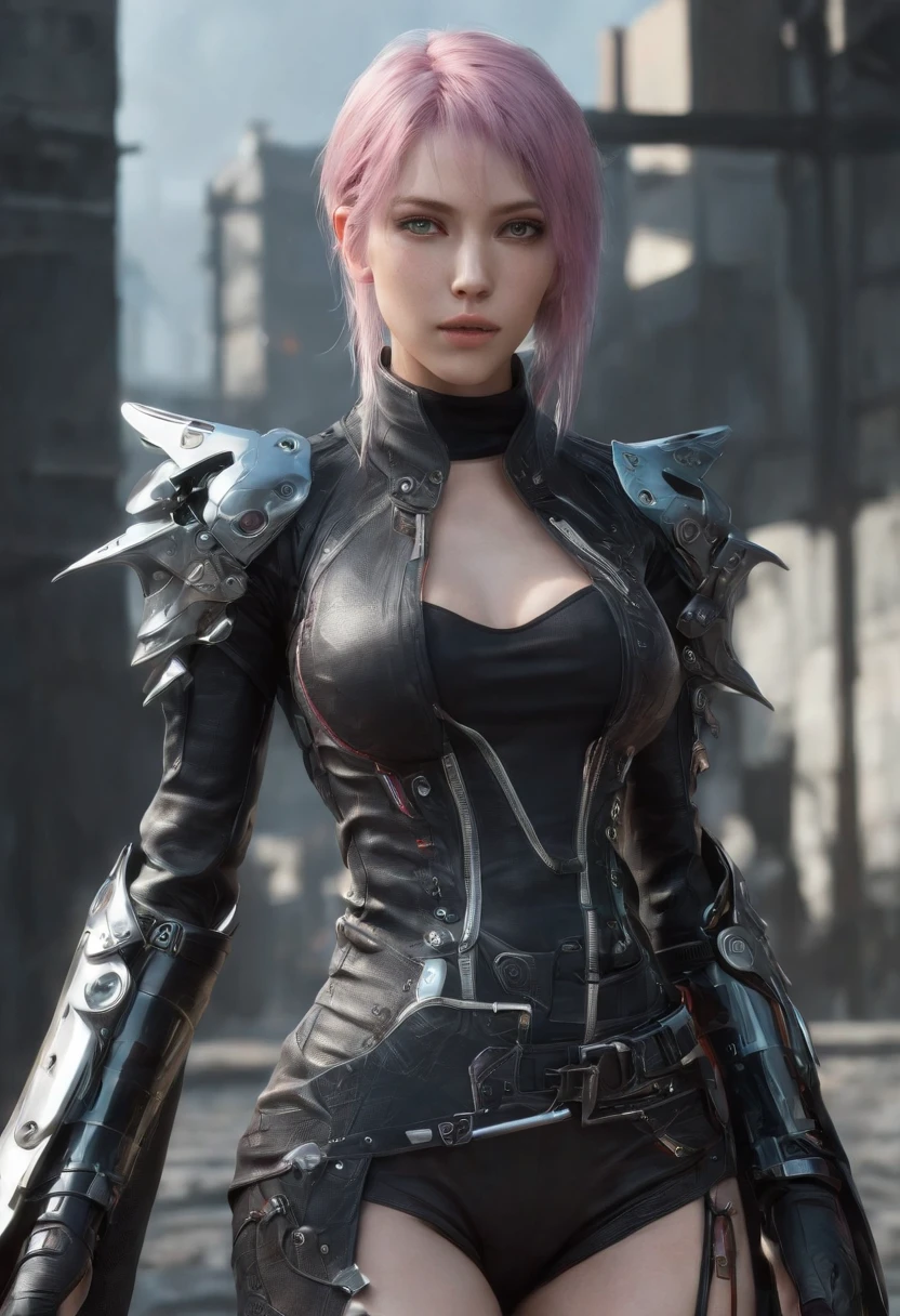 Highest image quality，Outstanding details，超高分辨率，（Fidelity：1.4）, Favor the details，Final Fantasy XV character Ellania, Dragon Knight，Cloak, She has a delicate and beautiful face,Raised sexy，cyber punk perssonage，Futuristic，mechanically aesthetic，Virtual Engine 5，Perfect detail rendering，rendering by octane，hyper HD