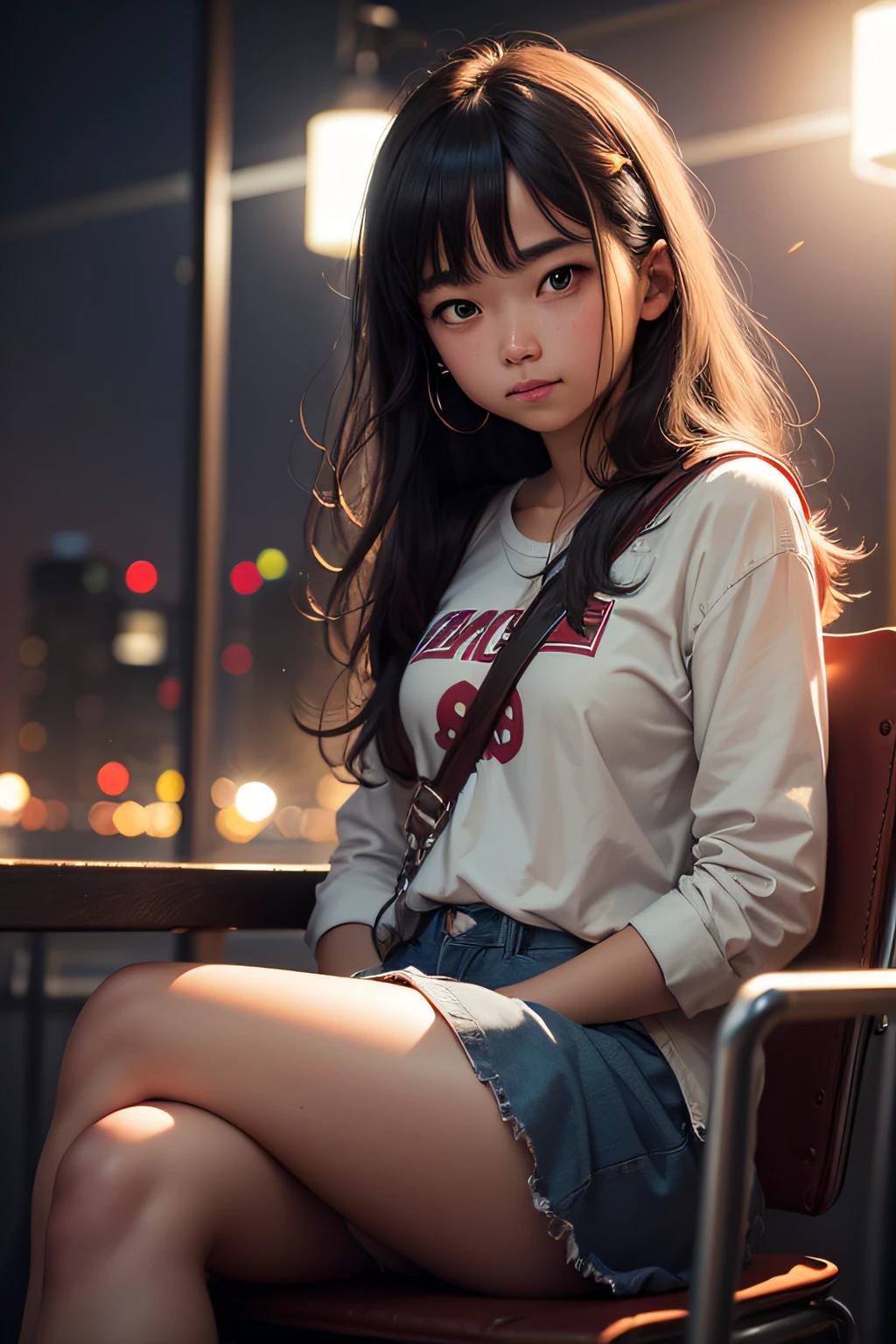 Person sitting in front of the lens at student night