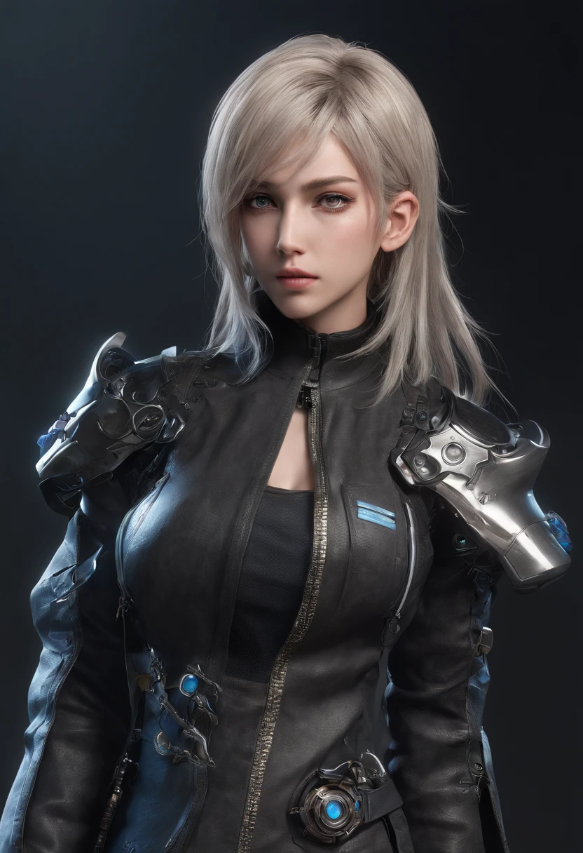 Highest image quality，Outstanding details，超高分辨率，（Fidelity：1.4）, Favor the details，Final Fantasy XV character Ellania, Dragon Knight，Cloak, She has a delicate and beautiful face,Raised sexy，cyber punk perssonage，Futuristic，mechanically aesthetic，Virtual Engine 5，Perfect detail rendering，rendering by octane，hyper HD
