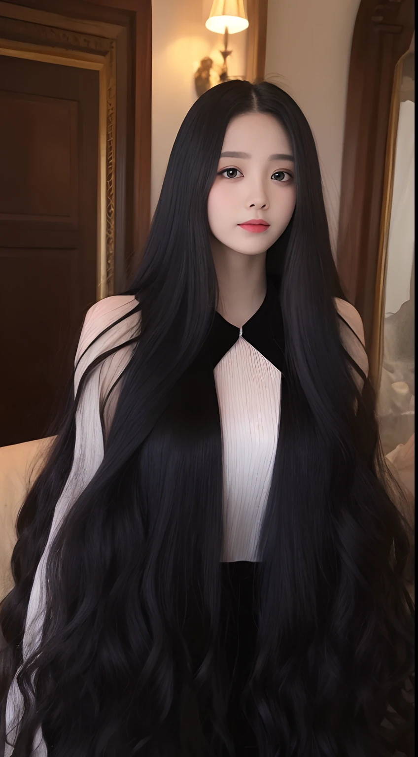 rapunzel silky long black hair, straight hair, long black hair, thick hair, luxurious hair, silky long hair rapunzel,black silky long hair, wide angle, super long hair, very thick hair rapunzel black hair, long long long long  hair,
