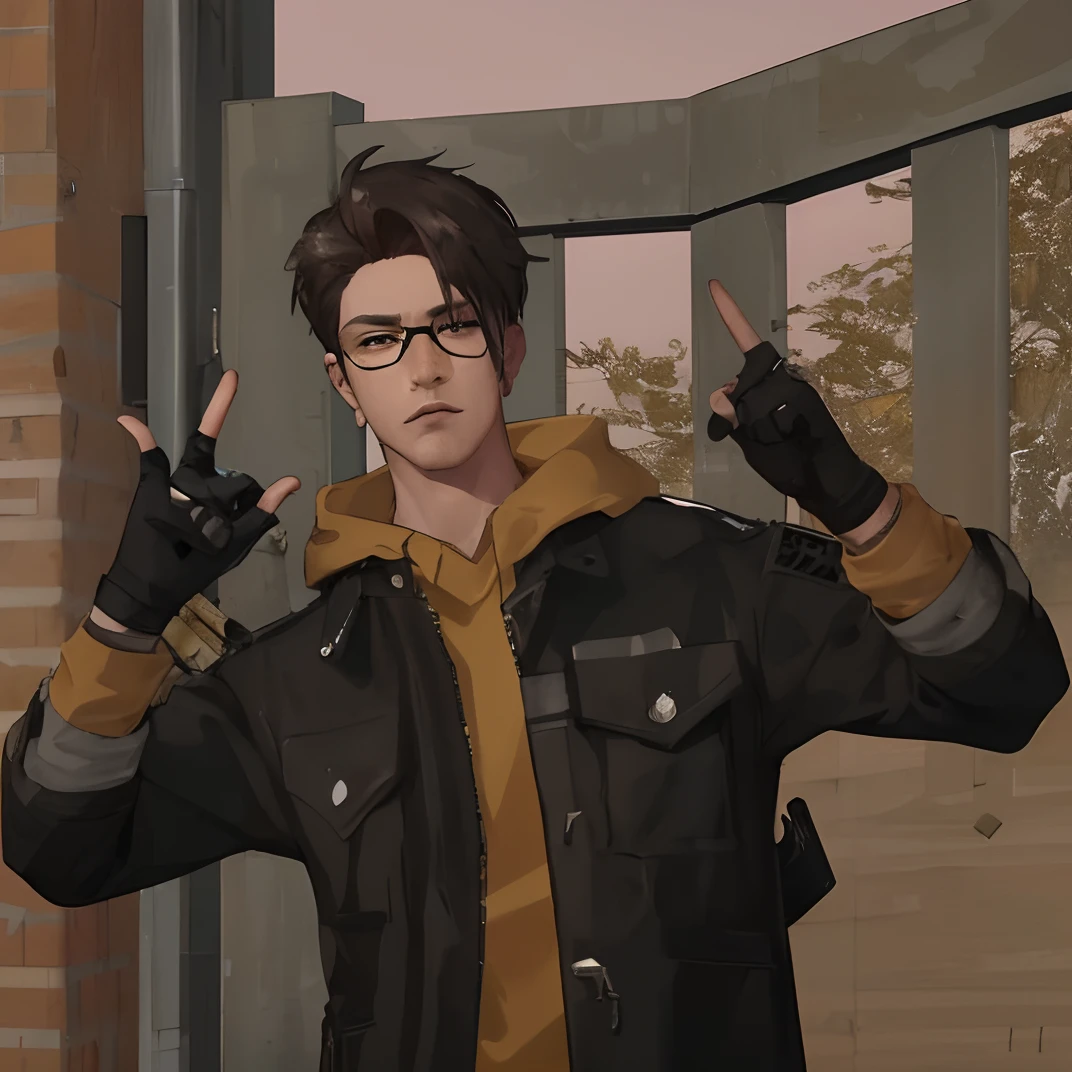 there is a man with glasses and a jacket standing in front of a door, second life avatar, in game, an edgy teen assassin, 2020 video game screenshot, inspired by Jang Seung-eop, gta character, cyberpunk street goon, inspired by Steven James ,unreal 5, realism artstyle