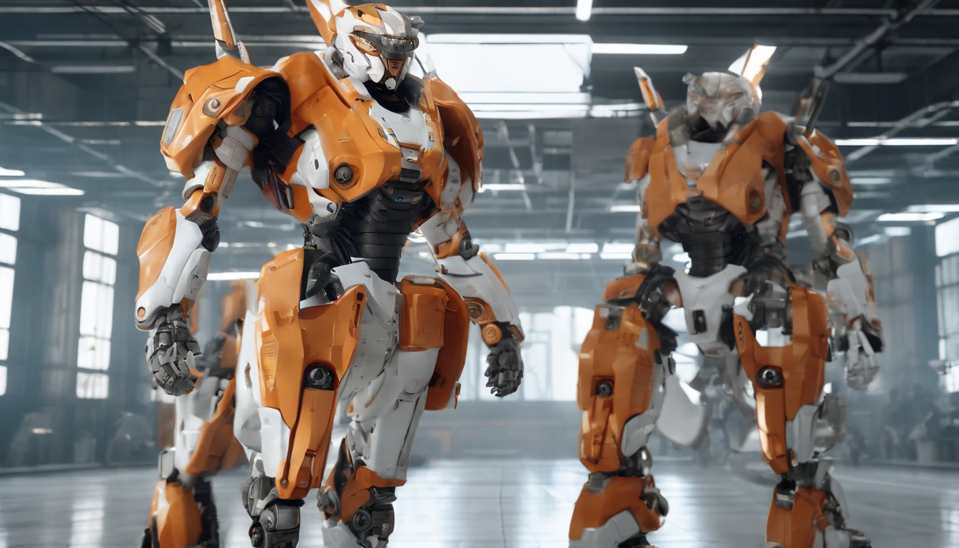 CGI artwork,outside,battlefiled,combats(Full body photo:1.4)Mecha female mecha, mecha asthetic, girl in mecha cyber armor, cool mecha style, beautiful full-body concept art, modern mecha anime, Mechanized Valkyrie girl, pristine concept art, White background,Reflective floor,( Mirrored textured flooring: 1.0),(Close up: 1.0) (Dim tones: 1.5), lens_flare, (Don't look at the camera: 1.4) (looks away: 1.4) Solo (Full body shot: 1.0)Top light source.(Orange and white color scheme:1.4)