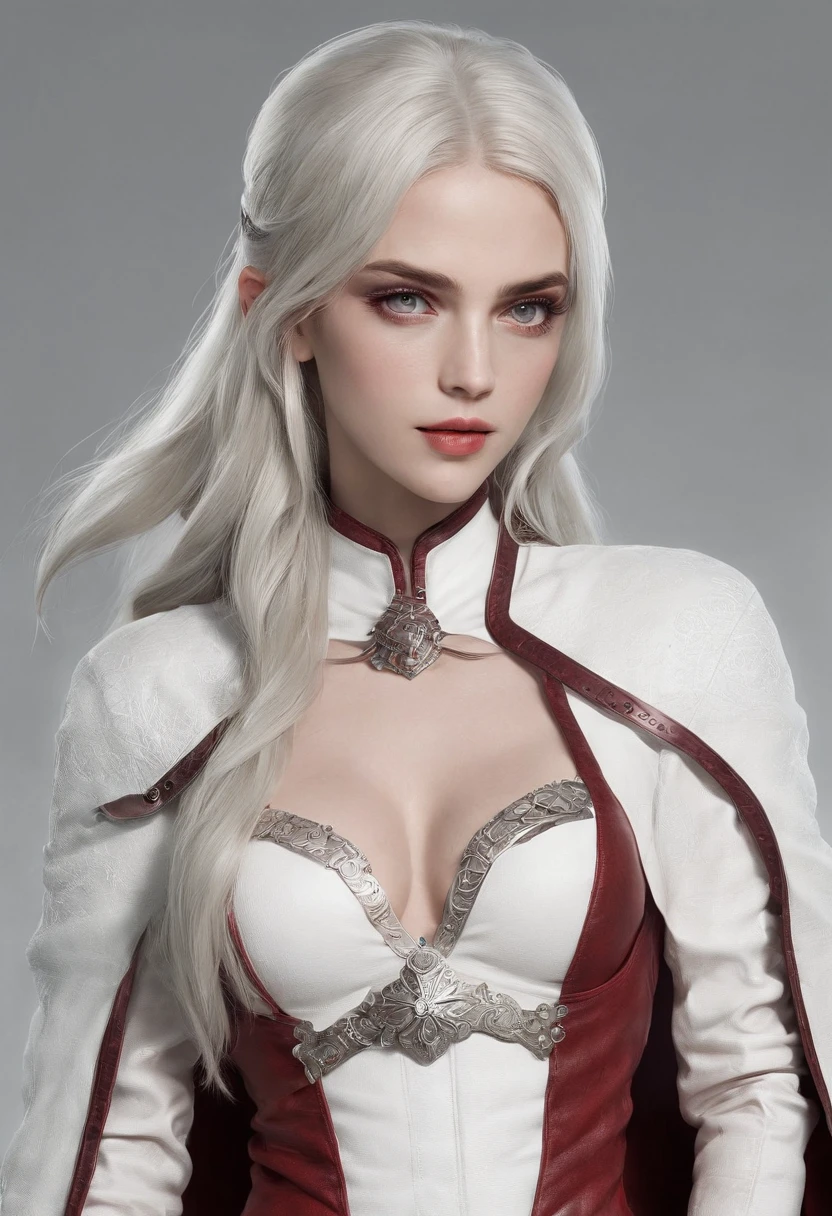 Cirilla Fiona Elen Riannon,Highest image quality,Outstanding details,超高分辨率,(Fidelity:1.4), Favor the details,closeup cleavage,dawn,Snow,winter,Behind it is the wizard's sword,He has a delicate and beautiful face,((Red and white semi-mechanical body:1.8)),Raised sexy,frontage,cyber punk perssonage,Futuristic,mechanically aesthetic,Virtual Engine 5,Perfect detail rendering,rendering by octane,hyper HD