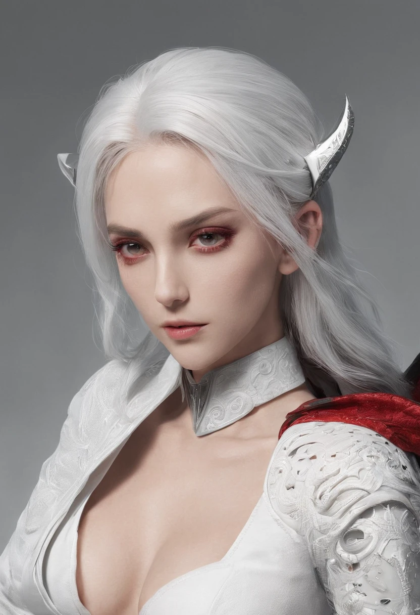 Cirilla Fiona Elen Riannon，Highest image quality，Outstanding details，超高分辨率，（Fidelity：1.4）, Favor the details，closeup cleavage，dawn，Snow，winter，Behind it is the wizard's sword，He has a delicate and beautiful face，（（Red and white semi-mechanical body：1.8）），Raised sexy，frontage，cyber punk perssonage，Futuristic，mechanically aesthetic，Virtual Engine 5，Perfect detail rendering，rendering by octane，hyper HD