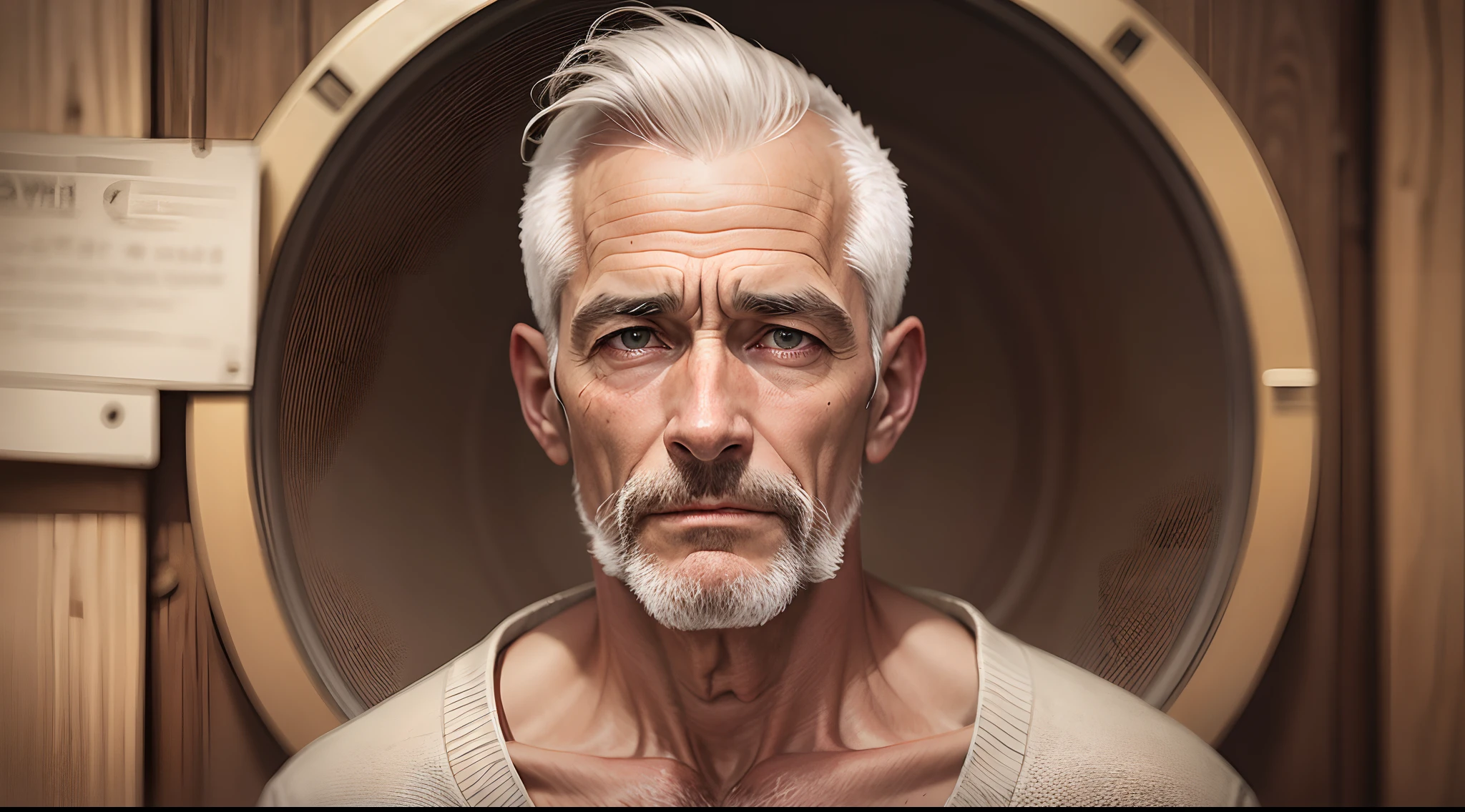 a man, 60 years old,without hair,chocolate colour skein, --auto --s2