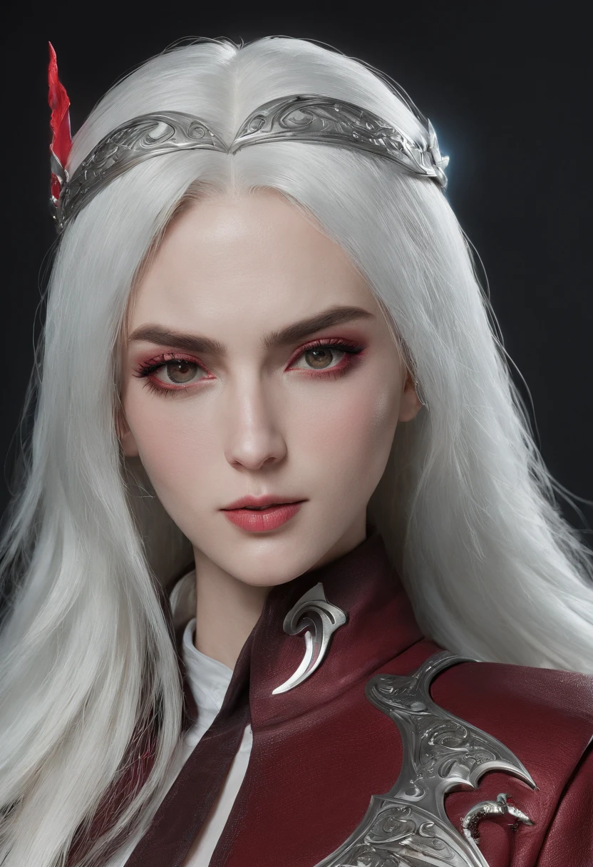 Cirilla Fiona Elen Riannon，Highest image quality，Outstanding details，超高分辨率，（Fidelity：1.4）, Favor the details，closeup cleavage，dawn，Snow，winter，Behind it is the wizard's sword，He has a delicate and beautiful face，（（Red and white semi-mechanical body：1.8）），Raised sexy，frontage，cyber punk perssonage，Futuristic，mechanically aesthetic，Virtual Engine 5，Perfect detail rendering，rendering by octane，hyper HD
