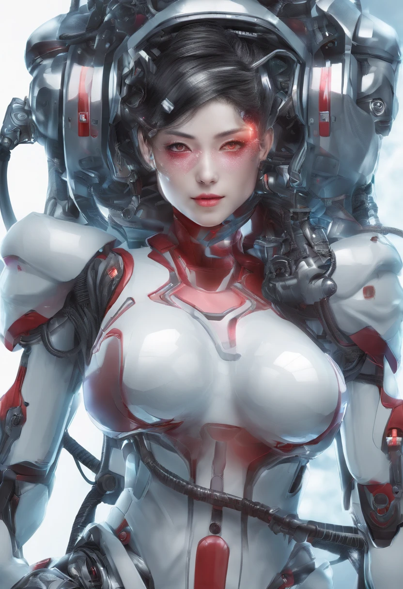 Highest image quality,Outstanding details,超高分辨率,(Fidelity:1.4),The best illustration,Favor the details,closeup cleavage,A mech girl,He has a delicate and beautiful face,((Red and white semi-mechanical body:1.8)),Raised sexy,,cleavage,onbed,frontage,cyber punk perssonage,Futuristic,mechanically aesthetic,Complex machinery,The background is a high-tech lighting scene in the future city,Virtual Engine 5,Perfect detail rendering,rendering by octane,hyper HD