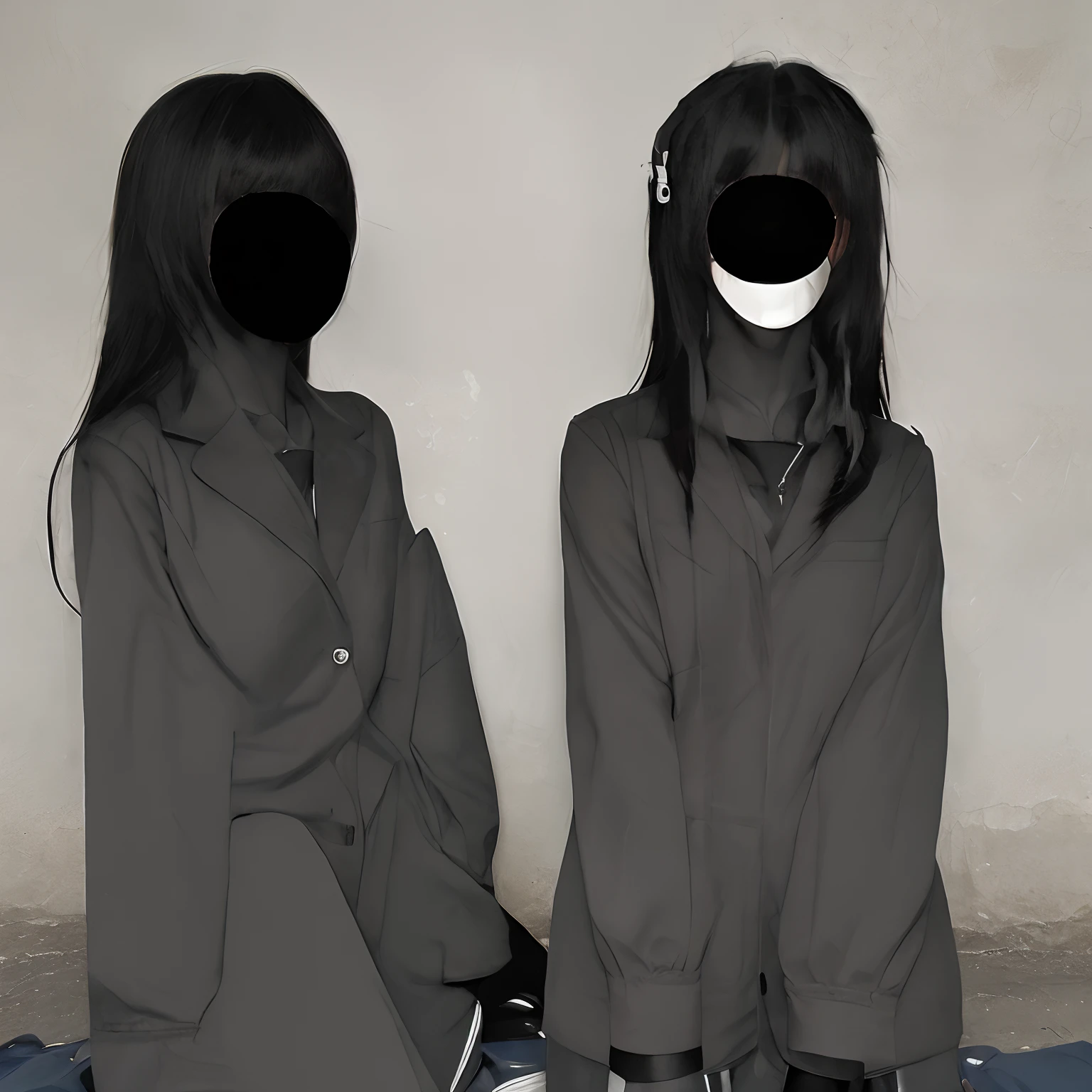 Black shirts, men's three-piece suits, wearing black leather gloves in both hands, Japanese girls, dark hotel rooms