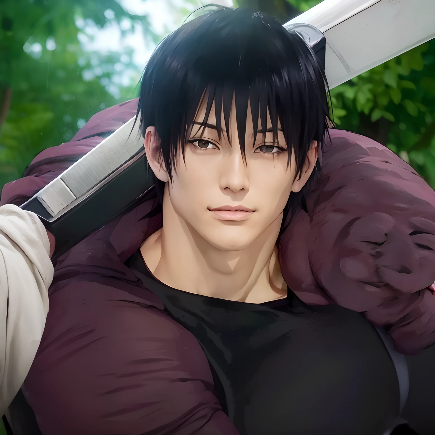score_9, score_8_up, score_7_up, rating_explicit , Handsome Aomine Daiki ,1boy legs ,pov , dark skin ,farm ,holding , vomiting cum ,et sex