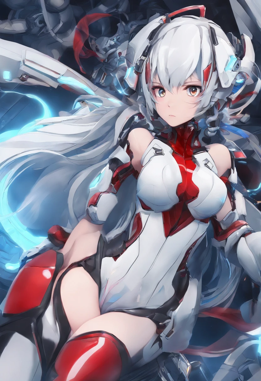 Highest image quality,Outstanding details,超高分辨率,(Fidelity:1.4),The best illustration,Favor the details,closeup cleavage,A mech girl,He has a delicate and beautiful face,((Red and white semi-mechanical body:1.8)),Raised sexy,,cleavage,onbed,frontage,cyber punk perssonage,Futuristic,mechanically aesthetic,Complex machinery,The background is a high-tech lighting scene in the future city,Virtual Engine 5,Perfect detail rendering,rendering by octane,hyper HD
