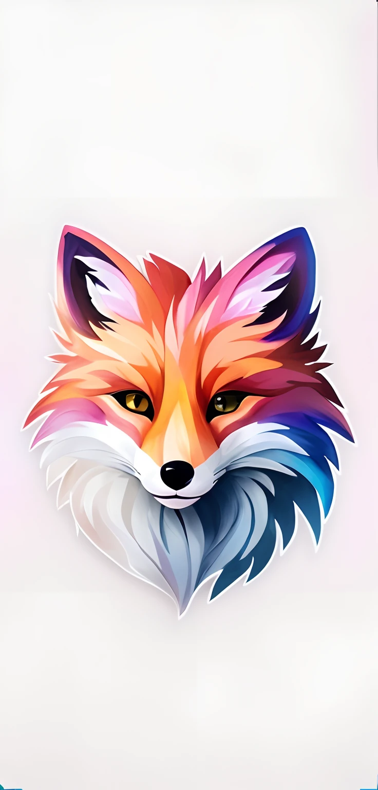 a close up of a colorful fox's face on a white background, digital fox, ethereal fox, fox animal, stylised fox - like appearance, whimsical fox, fantasy fox love, cute fox, fox ears illustration, pink fox, art of silverfox, tonic the fox, foxgirl, digital art animal photo, foxes, the lovely hairy fox