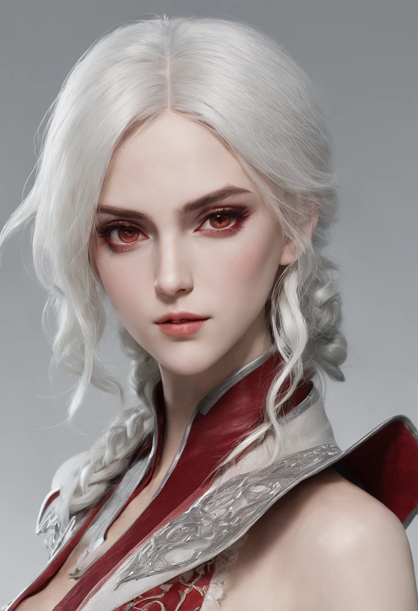 Cirilla Fiona Elen Riannon,Highest image quality,Outstanding details,超高分辨率,(Fidelity:1.4), Favor the details,closeup cleavage,dawn,Snow,winter,Behind it is the wizard's sword,He has a delicate and beautiful face,((Red and white semi-mechanical body:1.8)),Raised sexy,frontage,cyber punk perssonage,Futuristic,mechanically aesthetic,Virtual Engine 5,Perfect detail rendering,rendering by octane,hyper HD