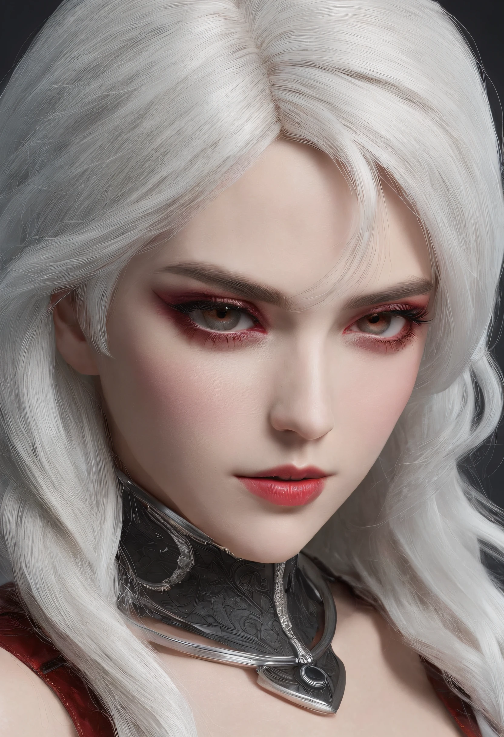 Cirilla Fiona Elen Riannon,Highest image quality,Outstanding details,超高分辨率,(Fidelity:1.4), Favor the details,closeup cleavage,dawn,Snow,winter,Behind it is the wizard's sword,He has a delicate and beautiful face,((Red and white semi-mechanical body:1.8)),Raised sexy,frontage,cyber punk perssonage,Futuristic,mechanically aesthetic,Virtual Engine 5,Perfect detail rendering,rendering by octane,hyper HD